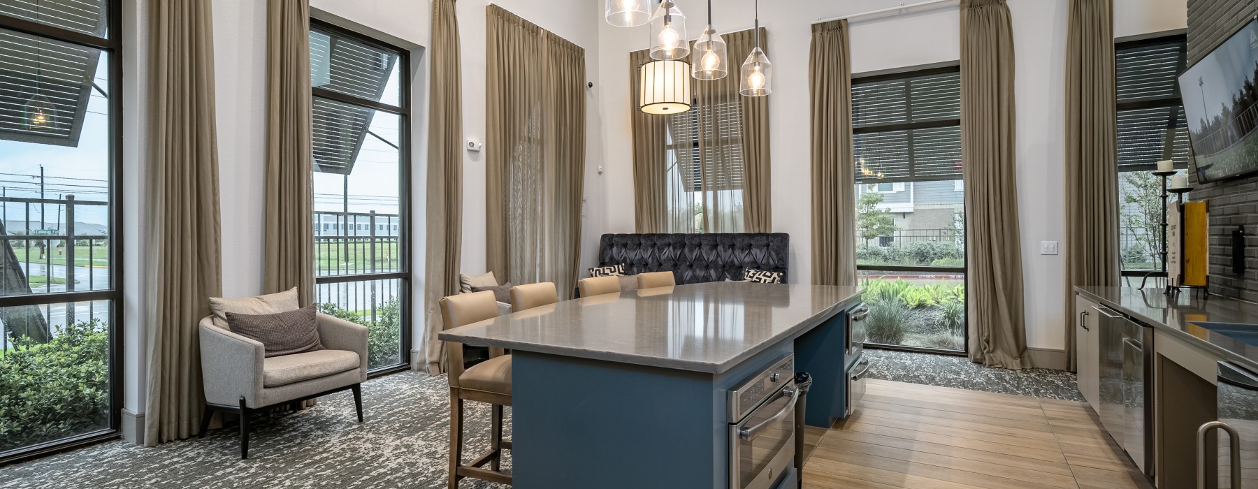 Open concept conference room business center with ample seating